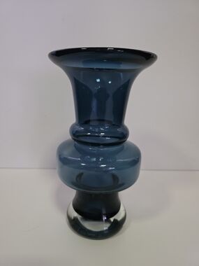 Vintage Blue Art Glass Vase Mid Century Modern Scandinavian Style